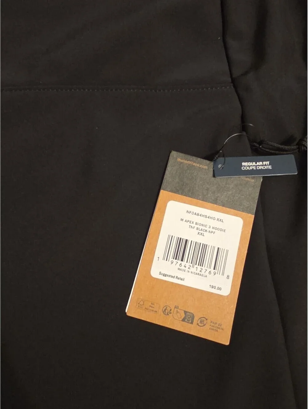 NWT The North Face Apex Bionic 3 Hoodie Jacket Black Men's Large XXL